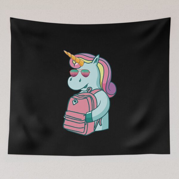 Item preview, Unicorn with backpack university school designed and sold by Dsigns.