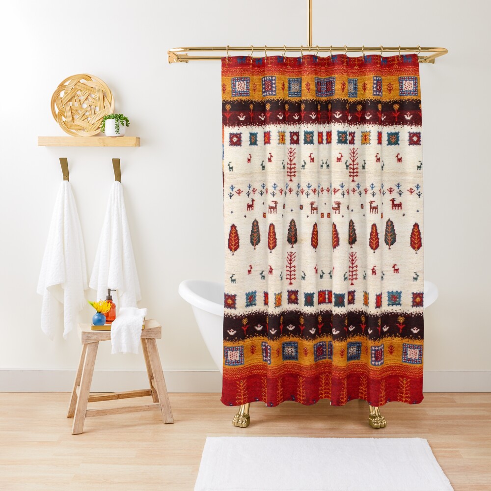 Heritage Red Oriental Boho Traditional Moroccan High Quality Design Shower Curtain