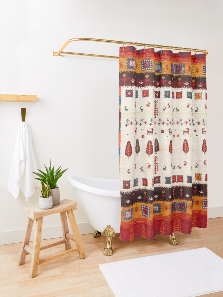 Alternate view of Heritage Red Oriental Boho Traditional Moroccan High Quality Design Shower Curtain
