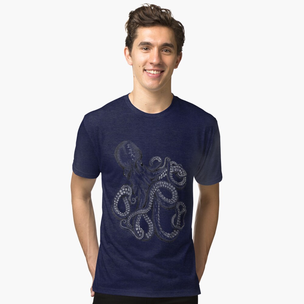Realistic Octopus - Two Tone Tri-blend T-Shirt