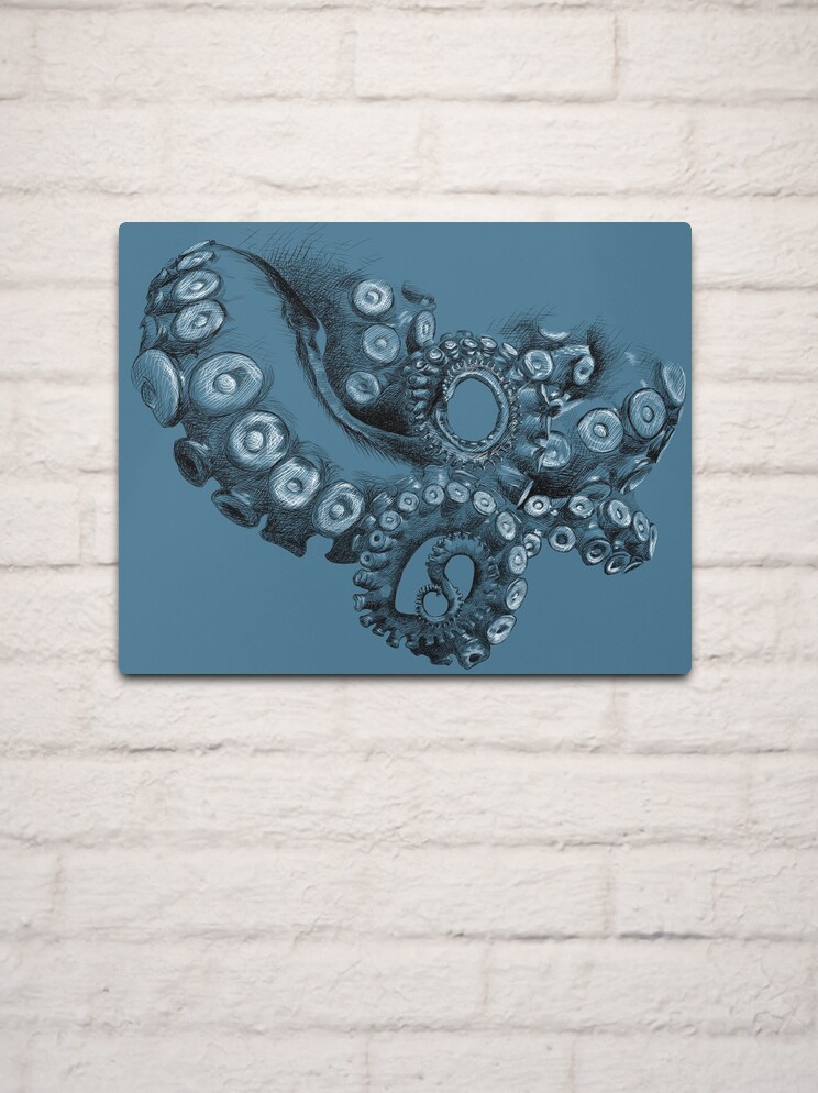 Octopus Tentacle Two-Tone Drawing | Metal Print