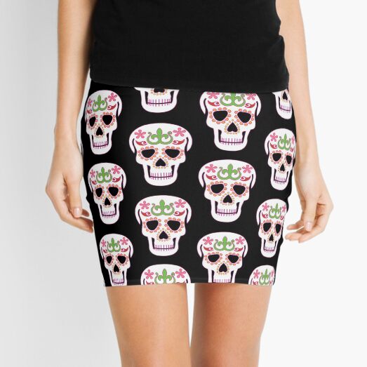 Mrs Sugar Skull Mini Skirt
