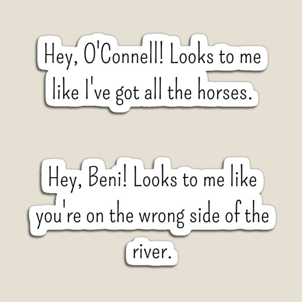 Aperçu de l'œuvre  O'Connell! Il me semble que j'ai tous les chevaux. Hey créée et vendue par Lucinda Theodore.
