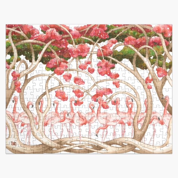 Flamingos in the Flame Trees Jigsaw Puzzle