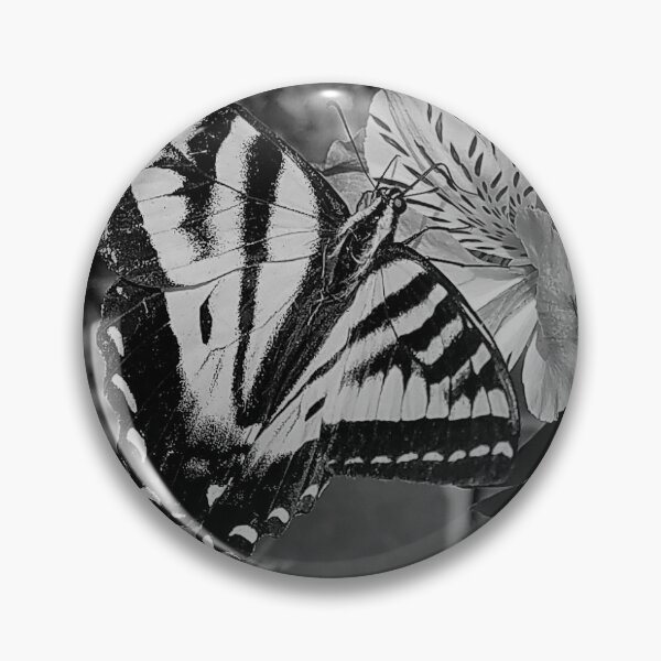 Item preview, Swallowtail butterfly on flower in black and white designed and sold by Mary Ellen Tuite.