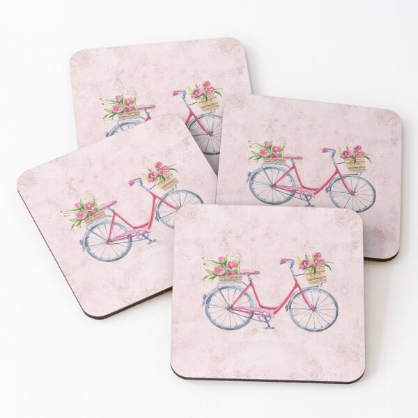 Item preview, VIntage Bicycle with Flowers on Blush designed and sold by aprincessinsp.