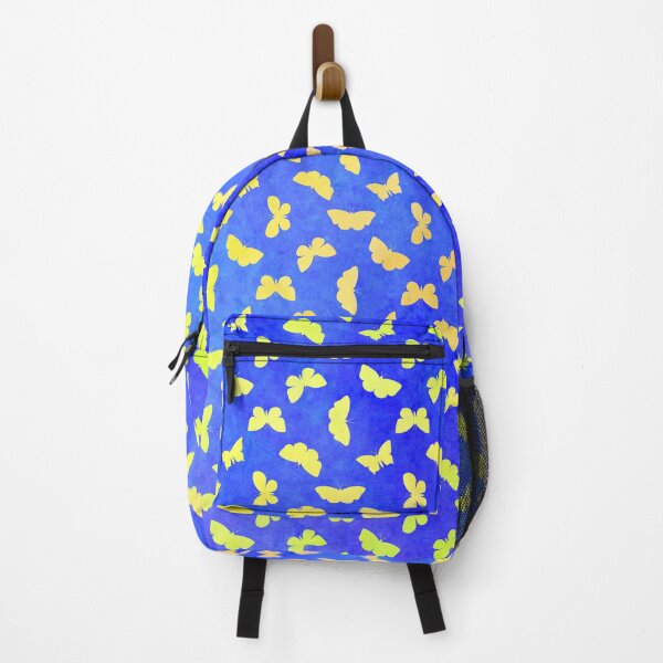 Item preview, Yellow Butterfly with Blue Watercolor Background for Down Syndrome Awareness designed and sold by ADownLife.