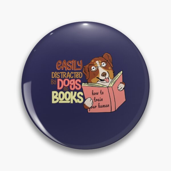 Item preview, Easily Distracted by Dogs and Books Australian Shepherd designed and sold by tinypurpleland.