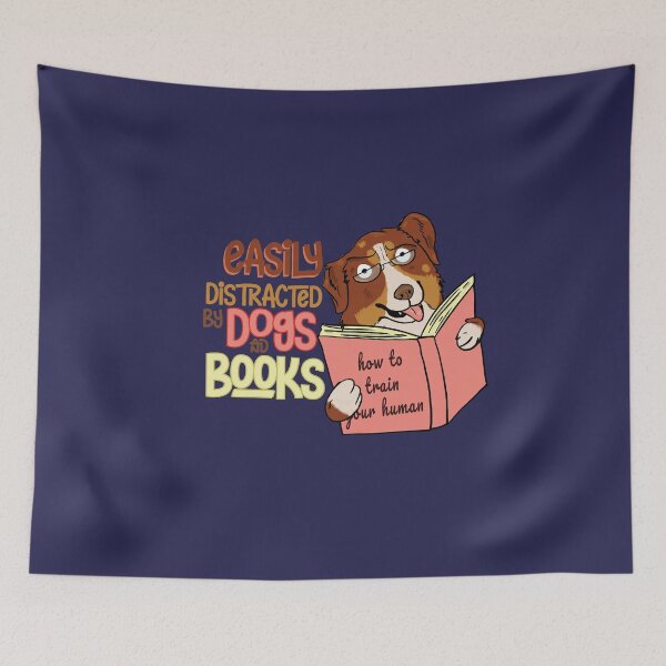 Item preview, Easily Distracted by Dogs and Books Australian Shepherd designed and sold by tinypurpleland.