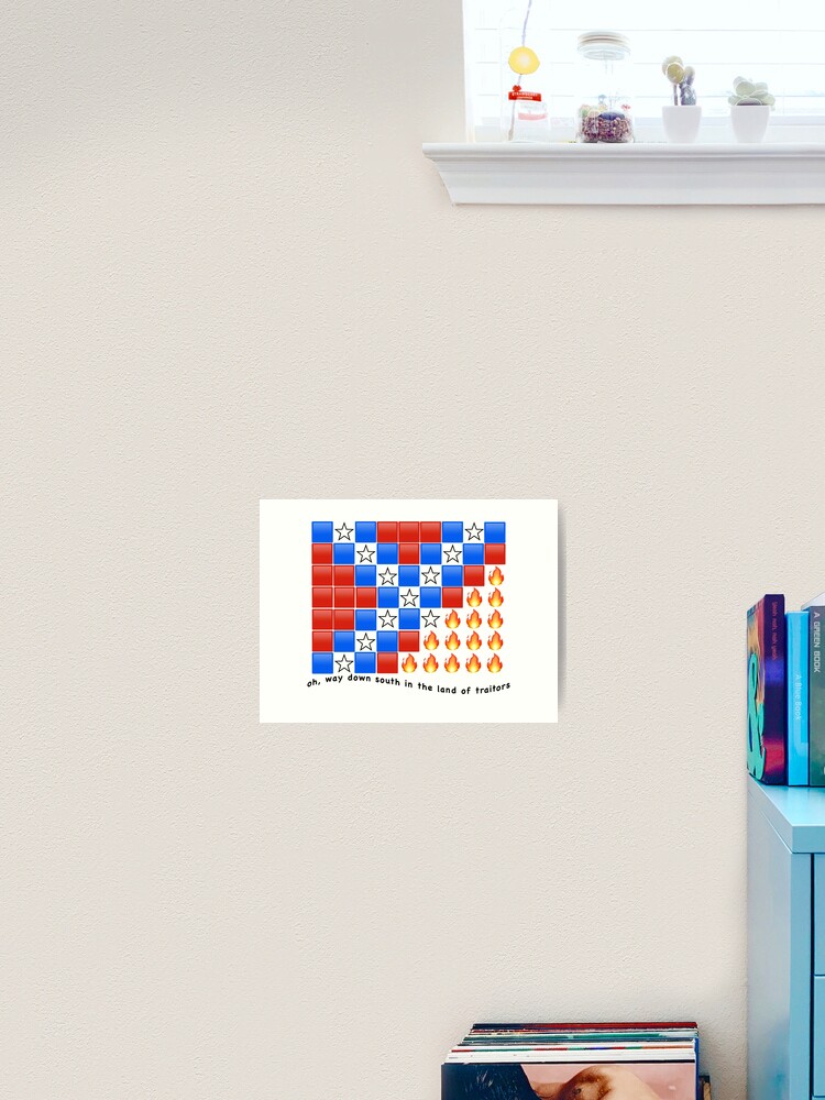 Burning Emoji Confederate Flag Art Print By Fisherde Redbubble