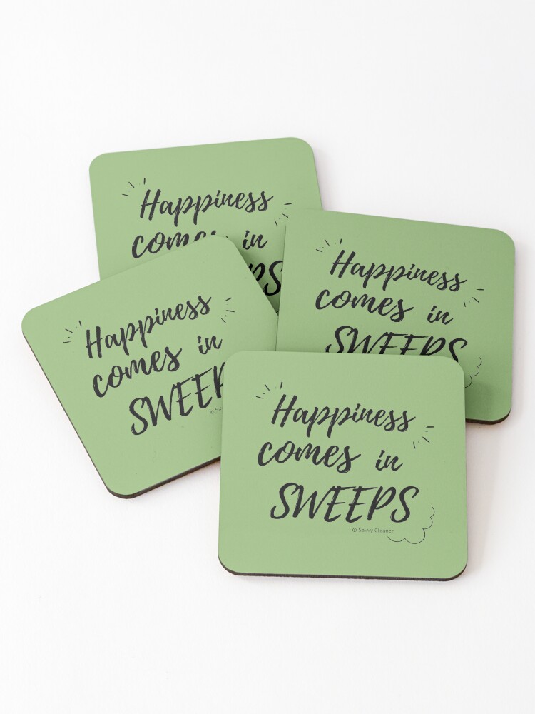 Thumbnail 1 of 5, Coasters (Set of 4), Happiness Comes in Sweeps designed and sold by SavvyCleaner.