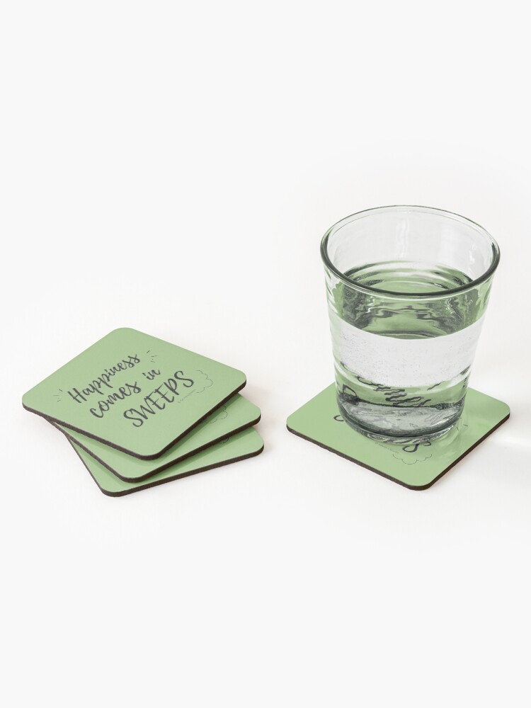 Thumbnail 2 of 5, Coasters (Set of 4), Happiness Comes in Sweeps designed and sold by SavvyCleaner.