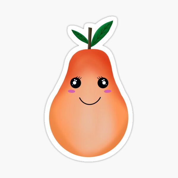 Cute Kawaii Orange Colored Pear Sticker Sticker For Sale By Kawaiindoodle Redbubble 