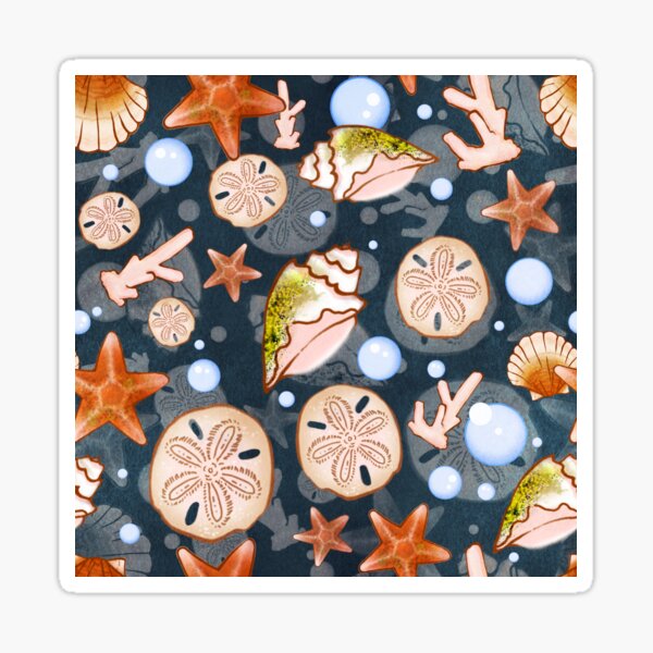 Beach Life Sea Shell Illustrated Pattern Sticker
