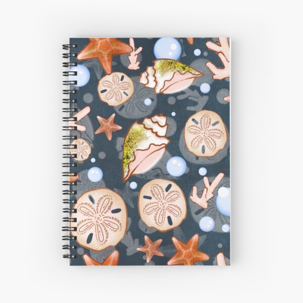 Beach Life Sea Shell Illustrated Pattern Spiral Notebook