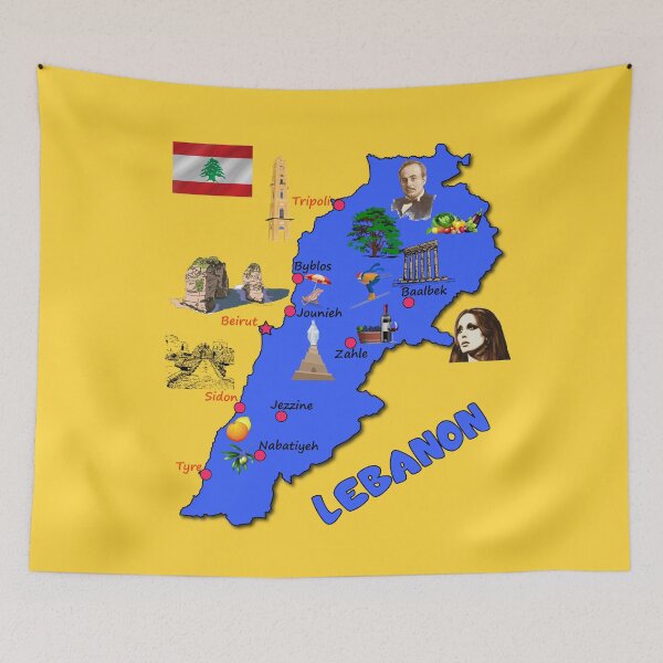Item preview, Lebanon map, major cities names flag Lebanese symbols and landmarks خارطة لبنان designed and sold by mashmosh.