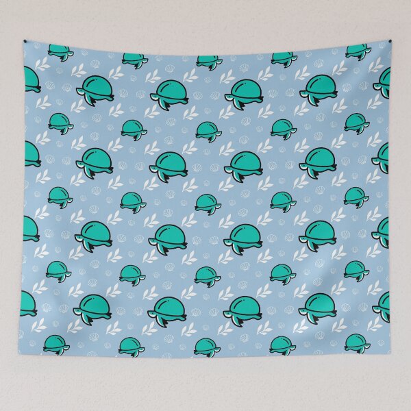 Item preview,  Green Turtle Tortoise Seashell light pastel sky blue background designed and sold by BabyPaws.