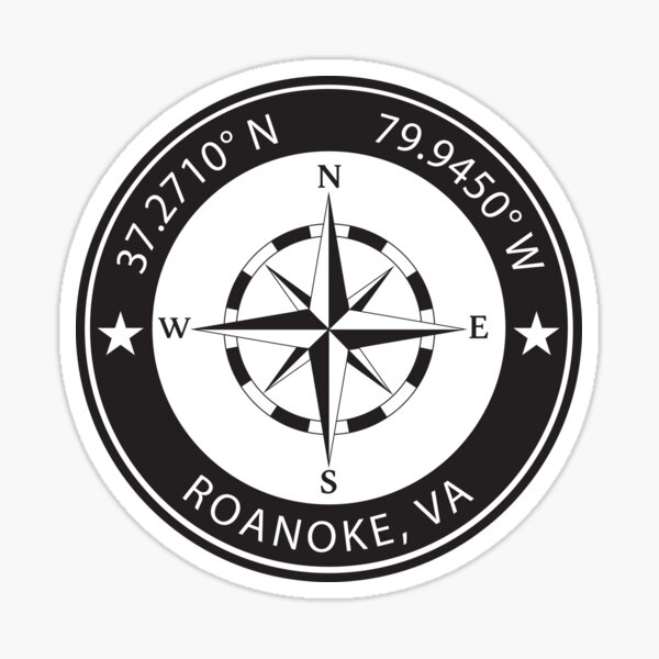 Roanoke, Virginia Geographical Coordinates Sticker