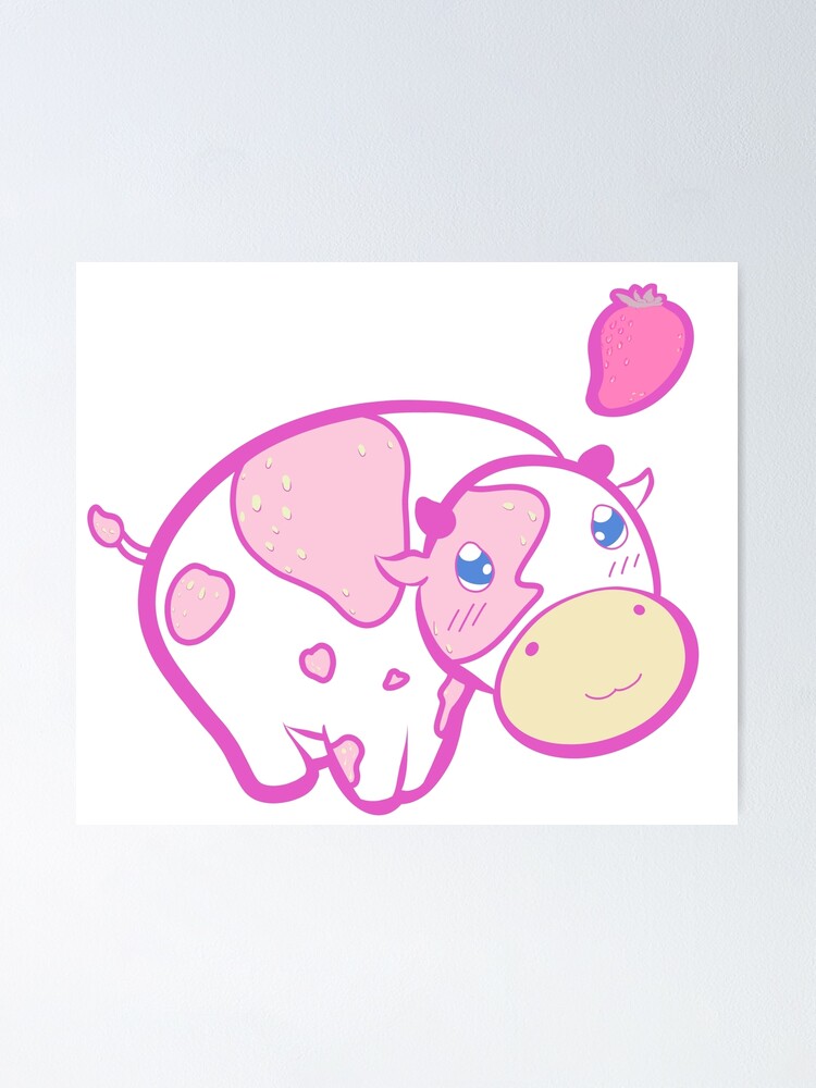Strawberry Cow Too Kawaii Poster By Cevermore Redbubble - roblox strawberry cow full outfit