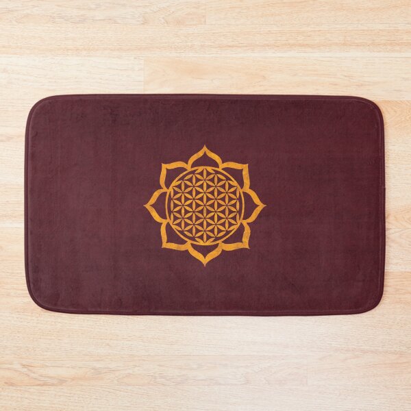 Item preview, Classic golden flower of life symbol on red textile designed and sold by baligaia.