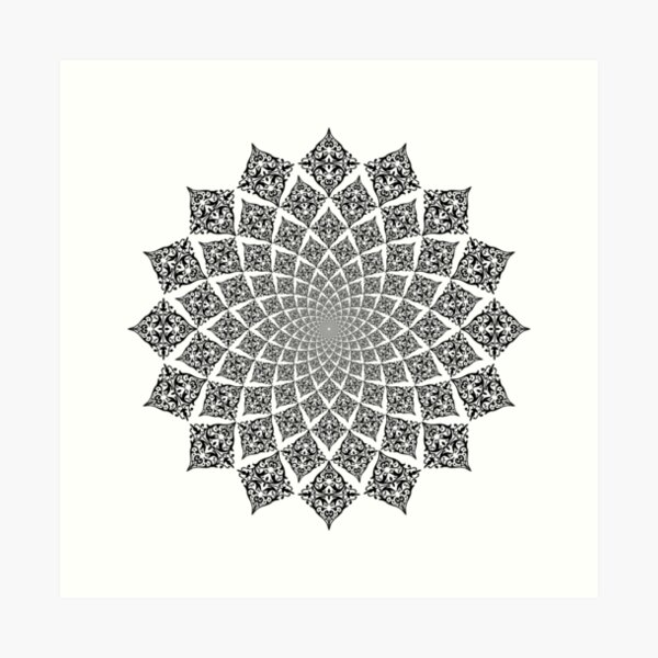 Aperçu de l'œuvre Mandala noir et blanc créée et vendue par drifti.