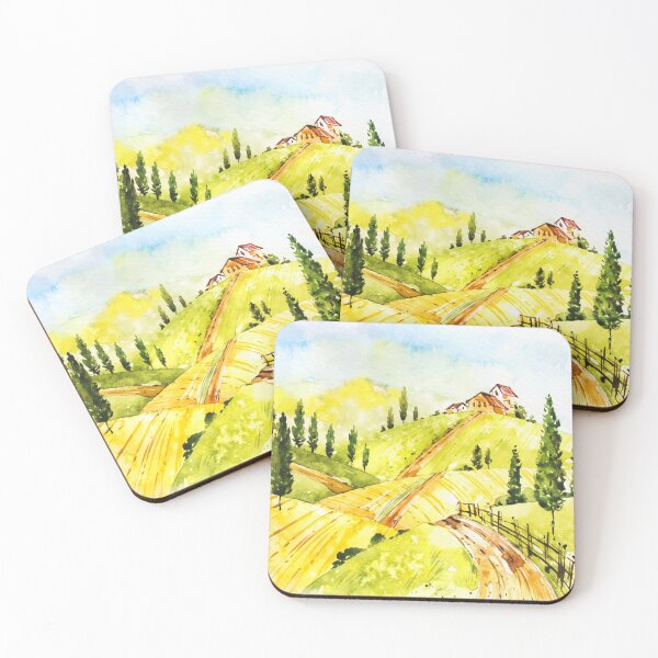 Item preview, Watercolor Farm Landscape designed and sold by Vector Scout Lab.