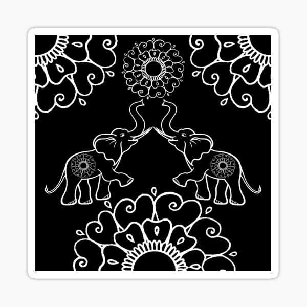 "Wild Elephant Fertility Mandala Mehndi Flower Floral Pattern 1