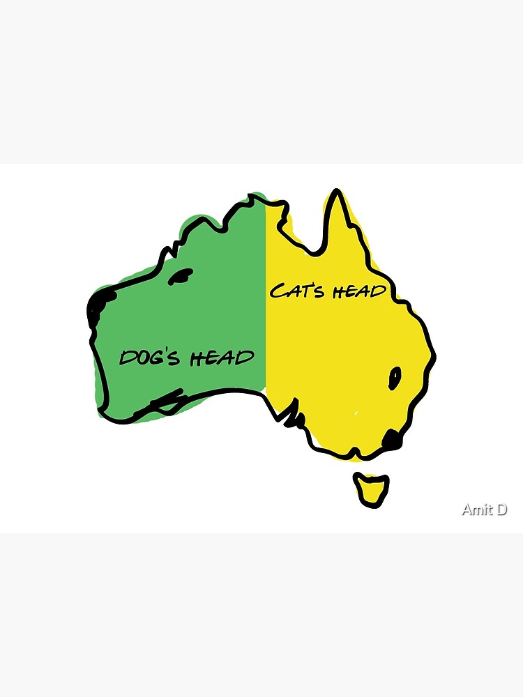 "Australia's Map Dog's head and cat's head" Photographic Print for
