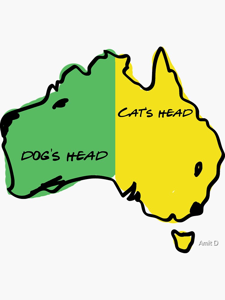 "Australias Map Dogs head and cats head" Sticker for Sale by amitd27