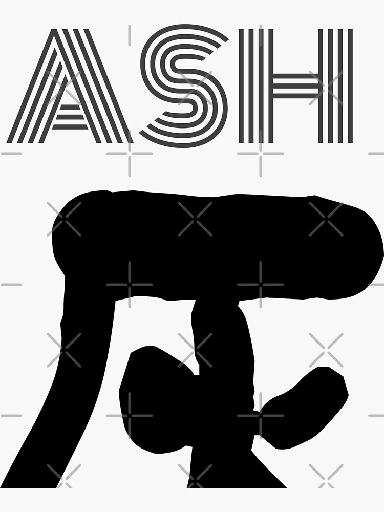 "ASH Kanji Typography with Translation (W)" Sticker for Sale by SakuraB