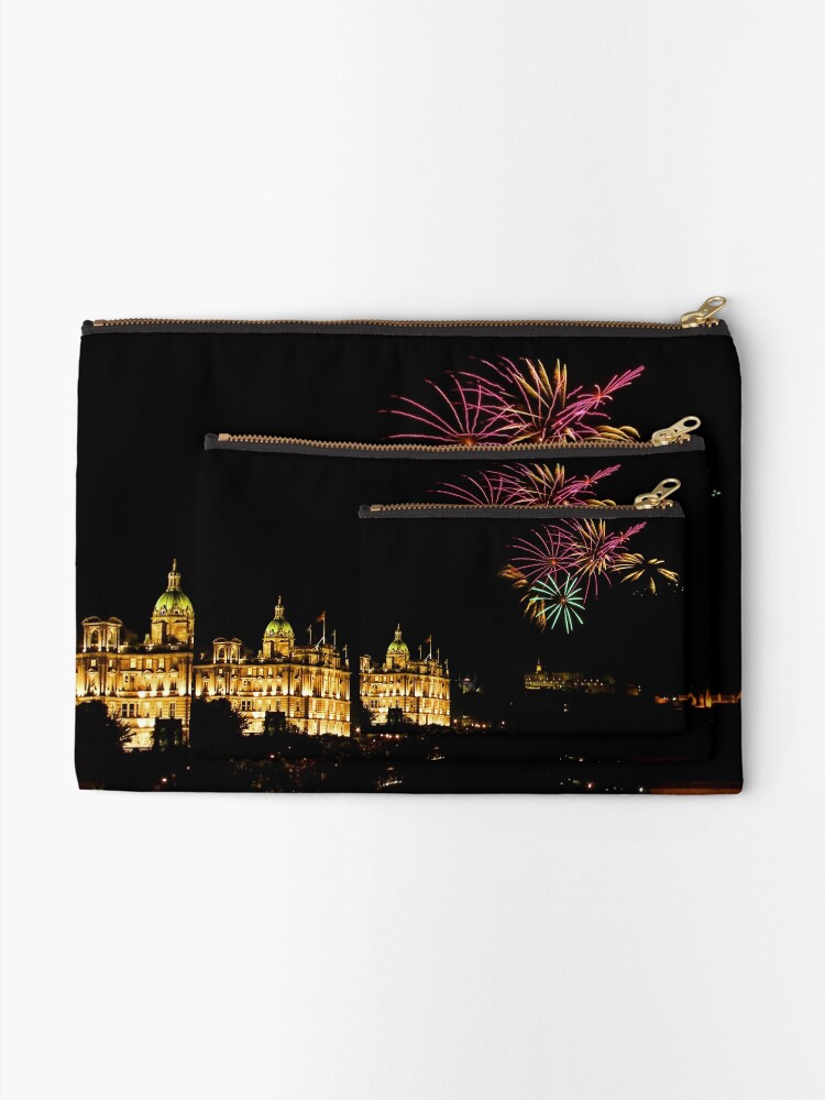 Alternate view of Edinburgh Castle Fireworks Zipper Pouch