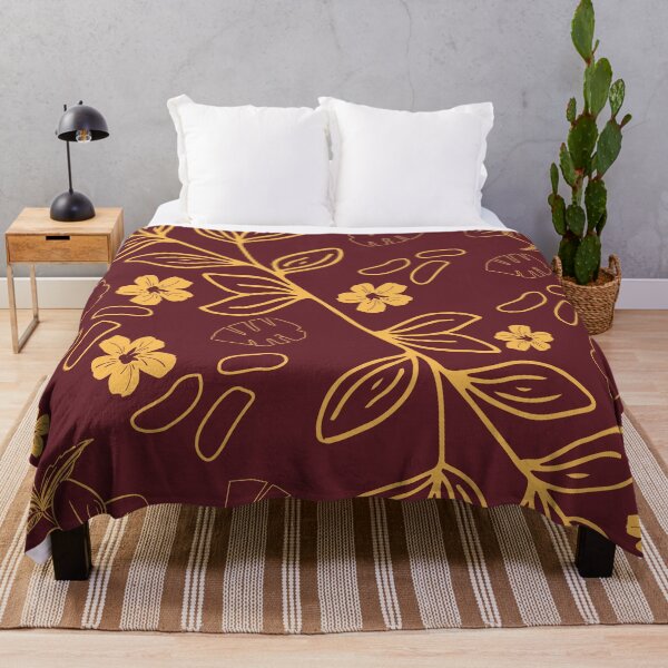Item preview, Maroon and Yellow Floral Line Art designed and sold by Shop-Corsix.
