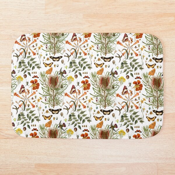 Banksia,Butterflies and bees Bath Mat