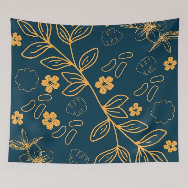 Item preview, Sherpa Blue and Orange Floral Line Art designed and sold by Shop-Corsix.