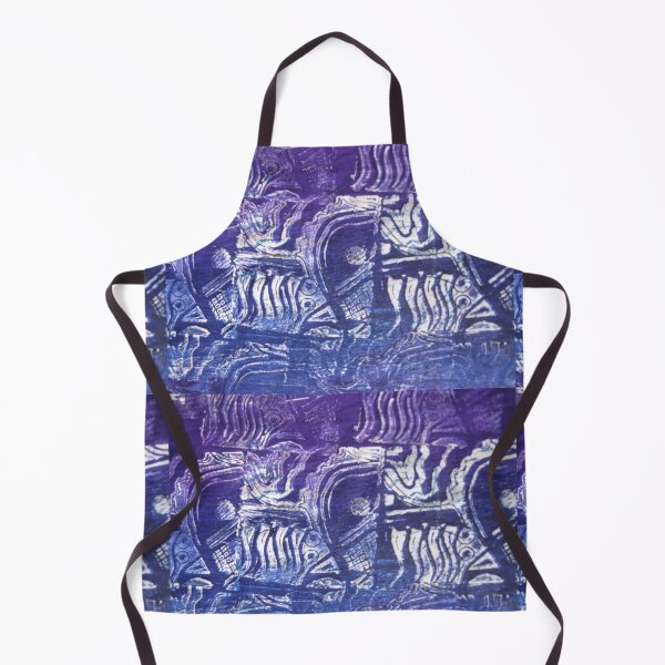 Item preview, Blue Fish - Collaged Abstract Fish Lino Print designed and sold by Heatherian.