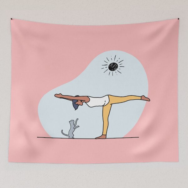 Item preview, YOGA WITH CAT Warrior Pose designed and sold by Trio's Stuff.