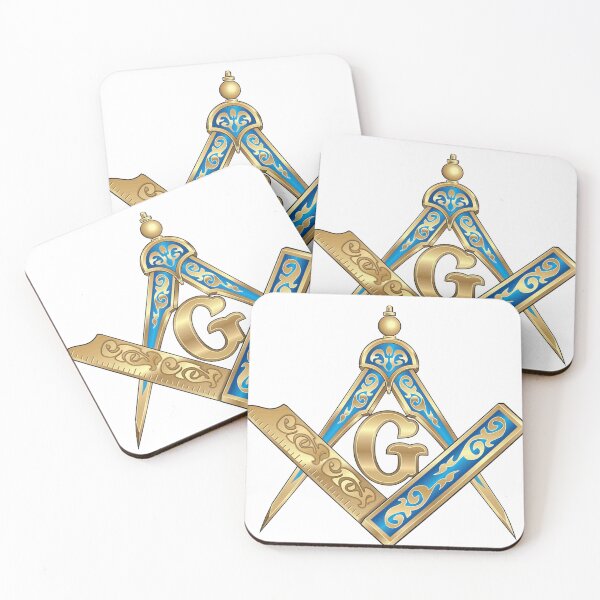 Item preview, Compass & Square Masonic Symbol in blue and gold, for Those Who Travel East Towards The Light designed and sold by Ataraxia  Apparel.