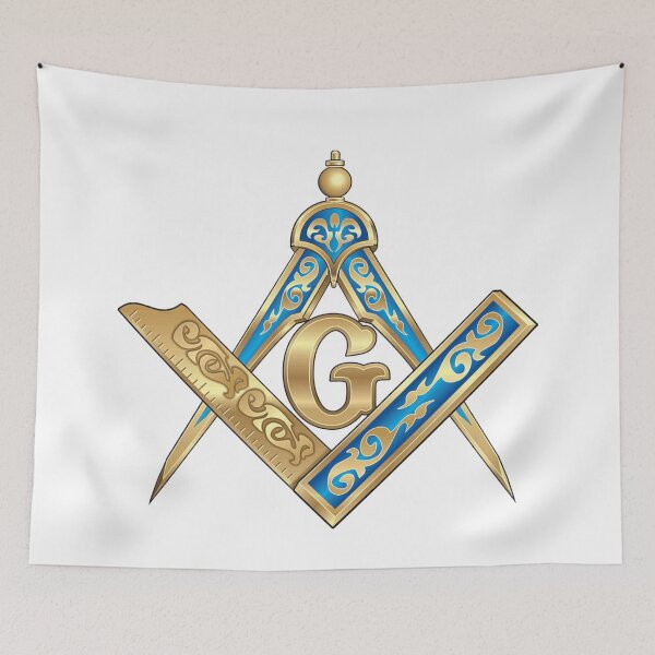 Item preview, Compass & Square Masonic Symbol in blue and gold, for Those Who Travel East Towards The Light designed and sold by Ataraxia  Apparel.