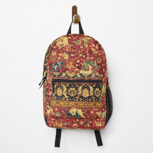 Item preview, ANTIQUE RED FLORAL PERSIAN CARPET WITH FANTASTIC ANIMALS,BIRDS AND FLOWERS designed and sold by BulganLumini.