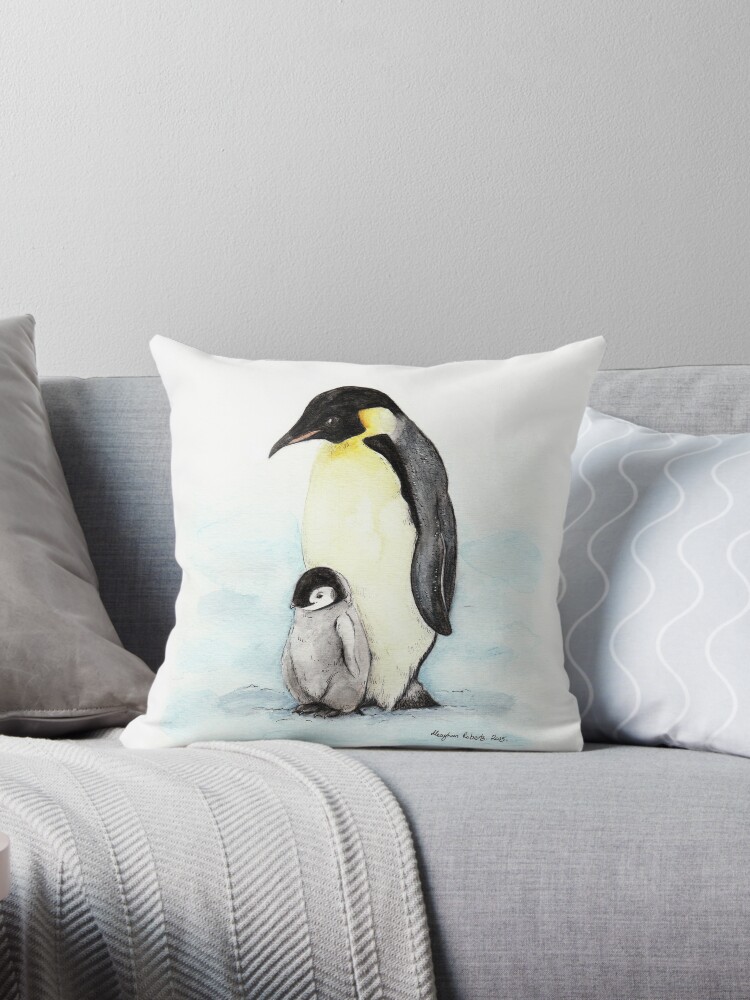 Emperor Penguin Throw Pillow By Meaghanr Redbubble