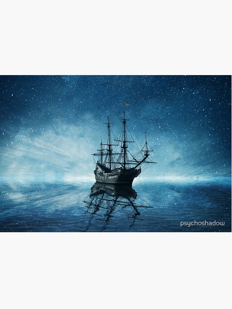 ghost ship under starry sky by psychoshadow