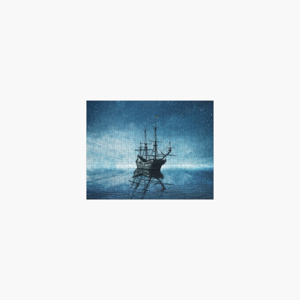 ghost ship under starry sky Jigsaw Puzzle