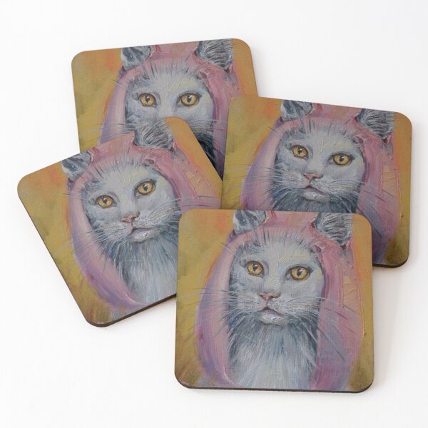 Item preview, A white cat in a pink cap. designed and sold by Elena Reutova.