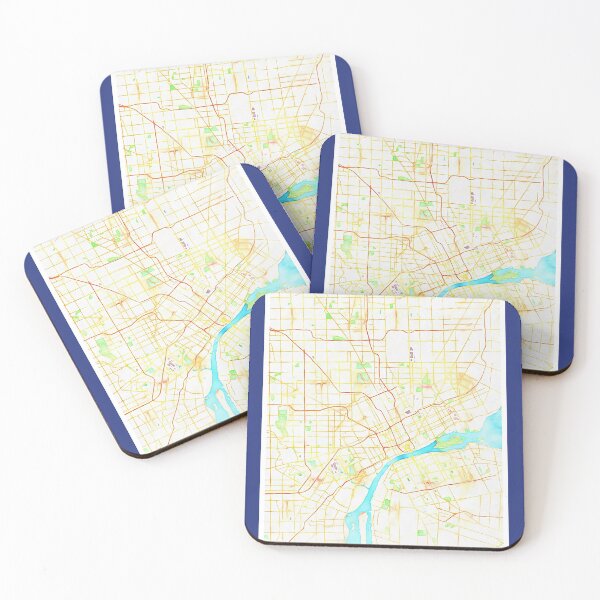 Item preview, Detroit Map Art Print in Watercolor designed and sold by randomorder.