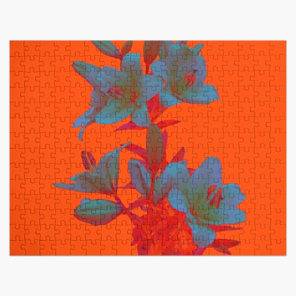 Lilies on a LushLava Background Jigsaw Puzzle