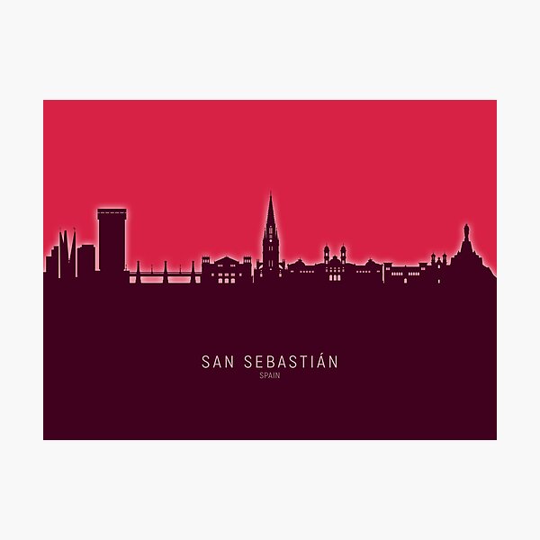 Vista previa del artículo con la obra «San Sebastian Spain Skyline», diseñado y vendido por ArtPrints.