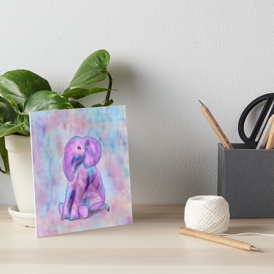 "Cute Baby Elephant watercolor pastels" Art Board Print by k9printart