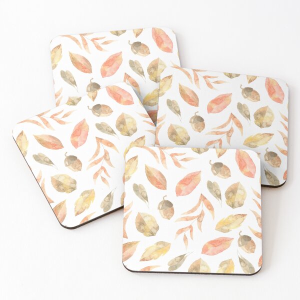 Item preview, watercolor autumn pattern orange leaves acorn designed and sold by bertiescrochu.