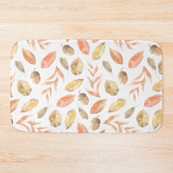 Item preview, watercolor autumn pattern orange leaves acorn designed and sold by bertiescrochu.