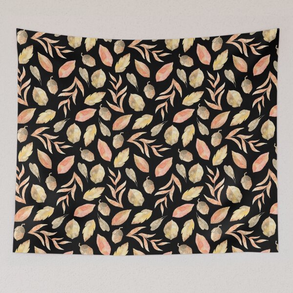 Item preview, watercolor autumn pattern orange leaves acorn designed and sold by bertiescrochu.